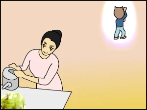 タイミングを見計らう奥様のイラスト