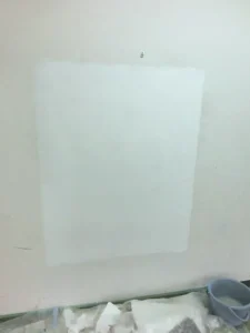 塗装壁の石膏ボードを交換し、塗装した様子