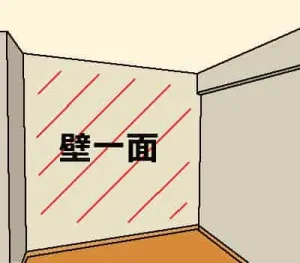 「壁一面を貼り替える」を表現したイラスト