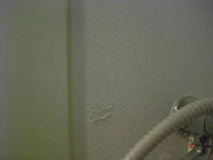 壁紙に突っ張り棒の跡が付いた状態