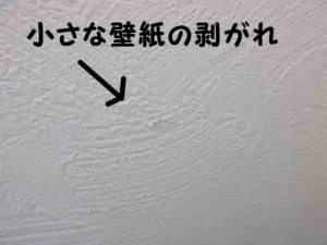 白い壁紙のに小さな剥がれある状態