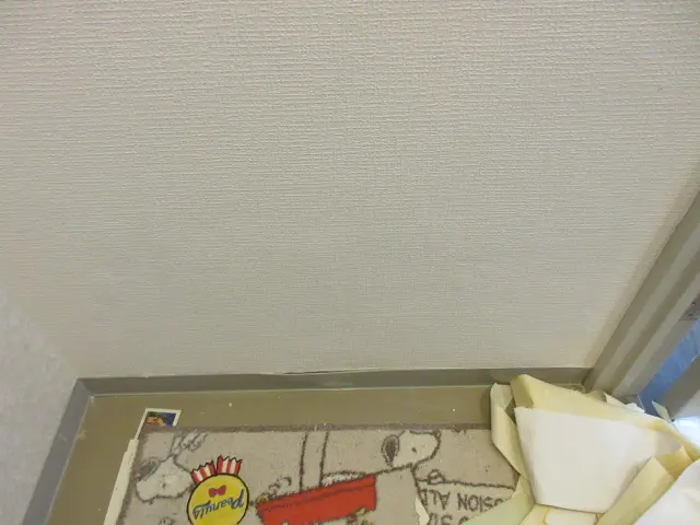 全く違う白無地の壁紙を貼った様子