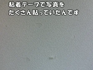 壁紙が所々剥がれている現状の様子