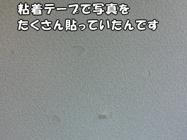 壁紙が所々剥がれている現状の様子